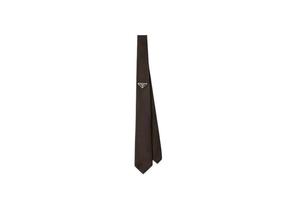 PRADA Re-Nylon Gabardine Tie "Dark Brown"
