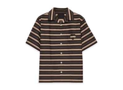 PRADA Striped Cotton and Silk Bowling Shirt "Dark Brown"