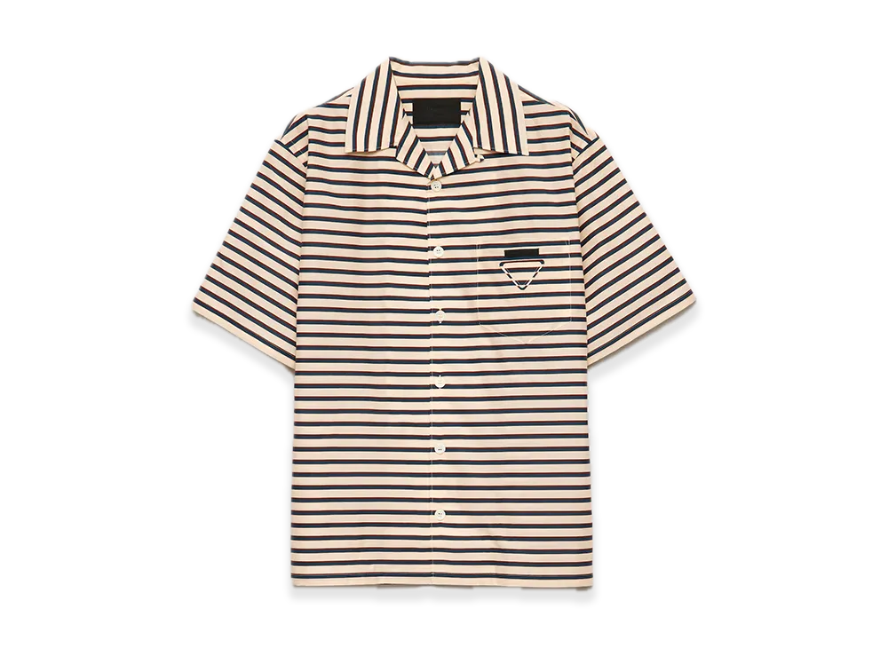 PRADA Stripe Cotton Bowling Shirt "Opal"