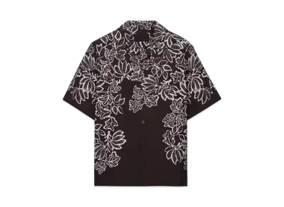 PRADA Men's Printed Cotton Bowling Shirt "Dark Brown"
