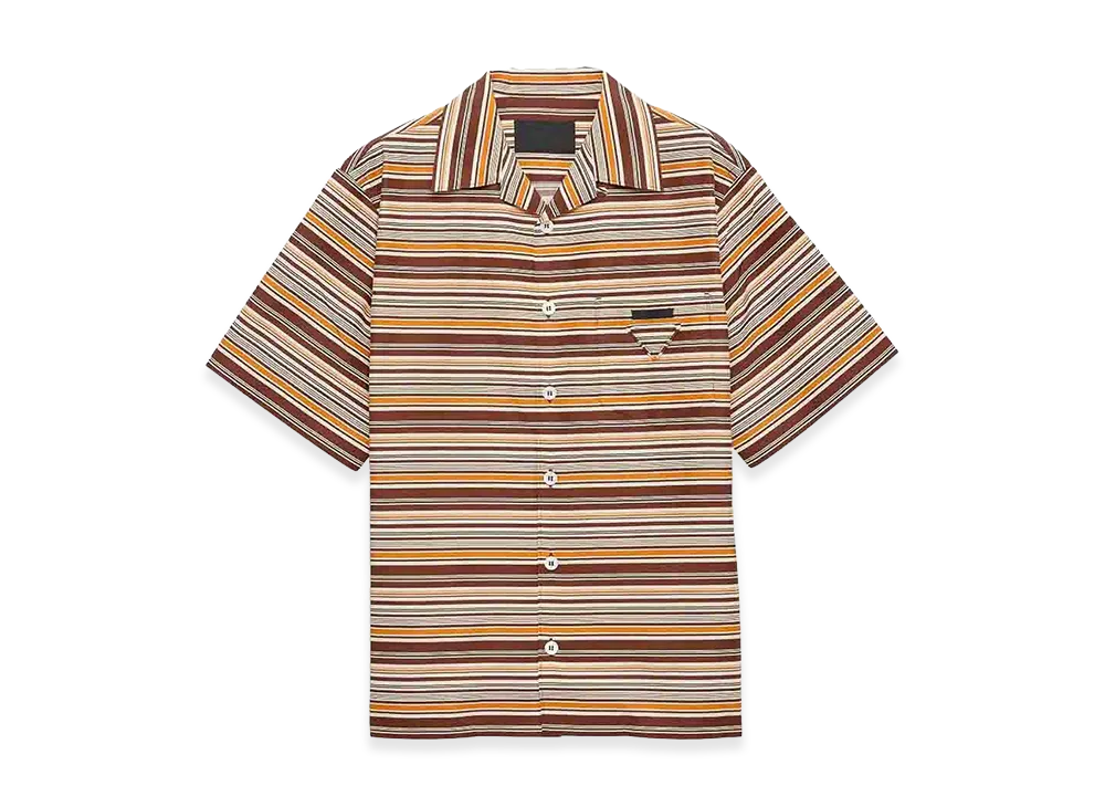 PRADA Embroidered Cotton Blend Shirt "Brown"
