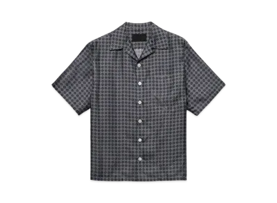 PRADA Men's Short-Sleeved Silk Shirt "Dark Gray"