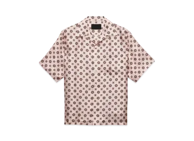 PRADA Men's Short-Sleeved Printed Silk Shirt "Pink"