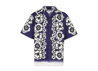 PRADA Short Sleeve Cotton Shirt "Blue/Beige"