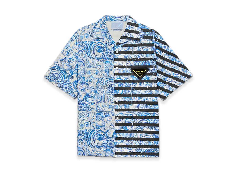 PRADA Timecapsule Printed Cotton Shirt "Light Blue"