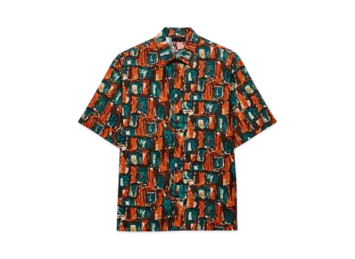 PRADA Men's Short-Sleeved Cotton Shirt "Orange"