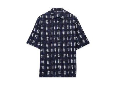 PRADA Men's Short-Sleeved Cotton Shirt "Navy"