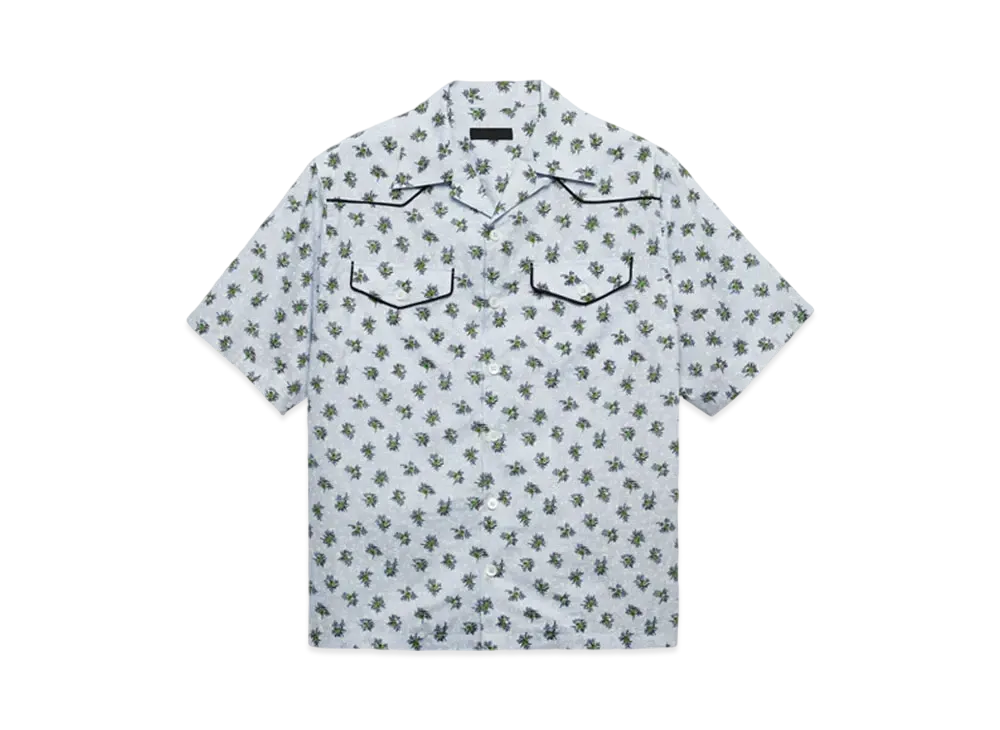 PRADA Men's Short-Sleeved Cotton Shirt "Green"