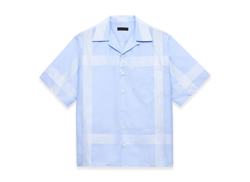 PRADA Short-Sleeved Cotton Shirt "Sky Blue/White"