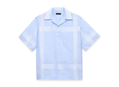 PRADA Short-Sleeved Cotton Shirt "Sky Blue/White"