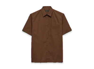PRADA Short-Sleeve Cotton Blend Shirt "Dark Brown"
