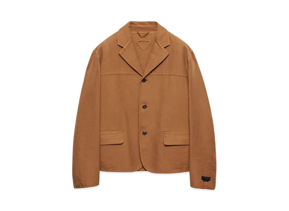 PRADA Men's Single-Breasted Cotton Jacket "Camel"