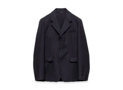 PRADA Single-Breasted Wool Blend Jacket "Navy"