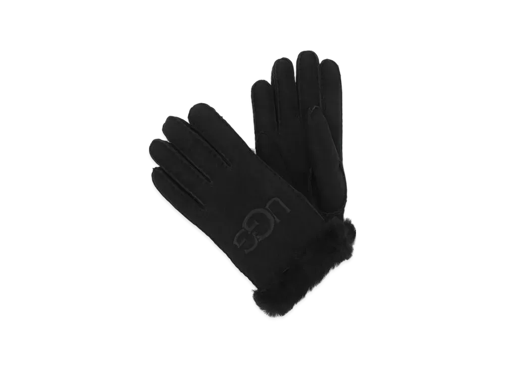 UGG Gloves Sheepskin Embroidered Gloves "Black"