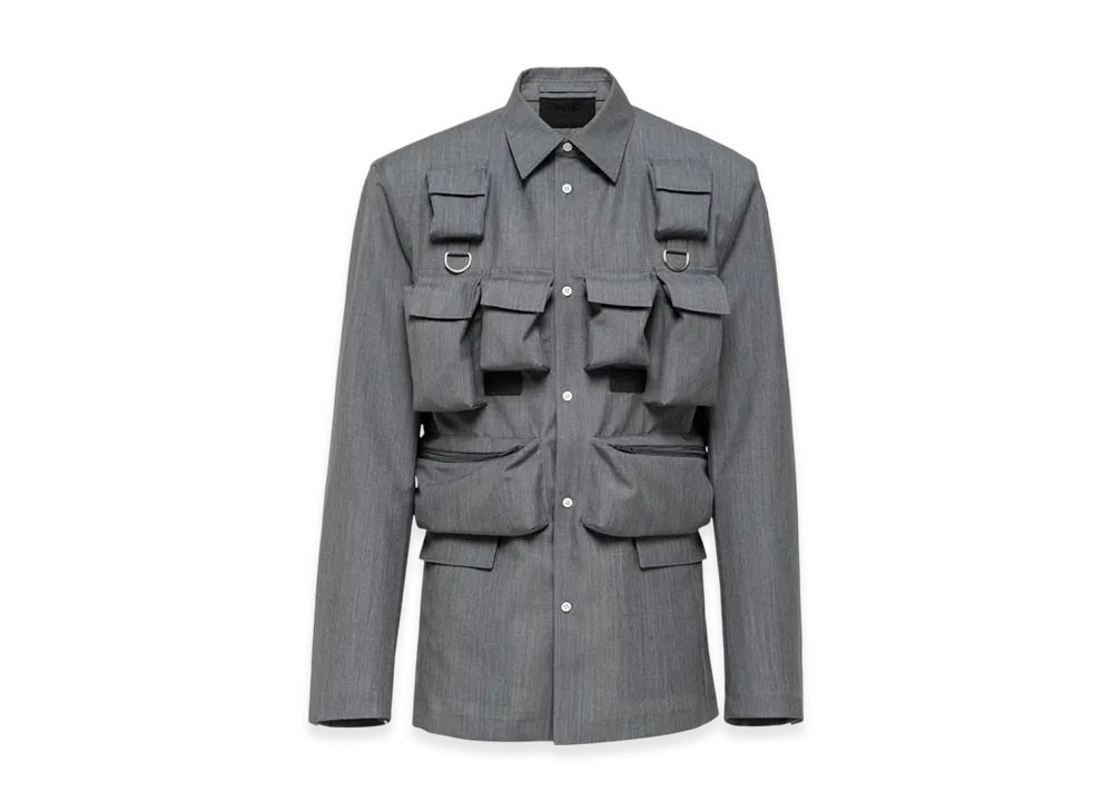 PRADA Single Breasted Mohair Wool Jacket "Grey"