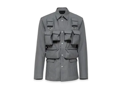 PRADA Single Breasted Mohair Wool Jacket "Grey"