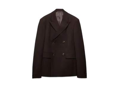 PRADA Men's Double-Breasted Wool Jacket "Dark Brown"