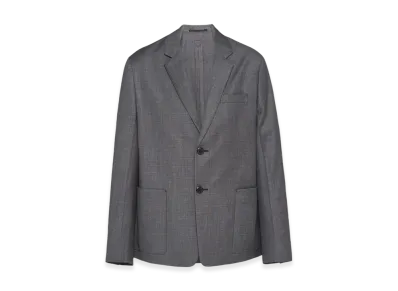 PRADA Single-Breasted Wool Jacket "Slate Gray"