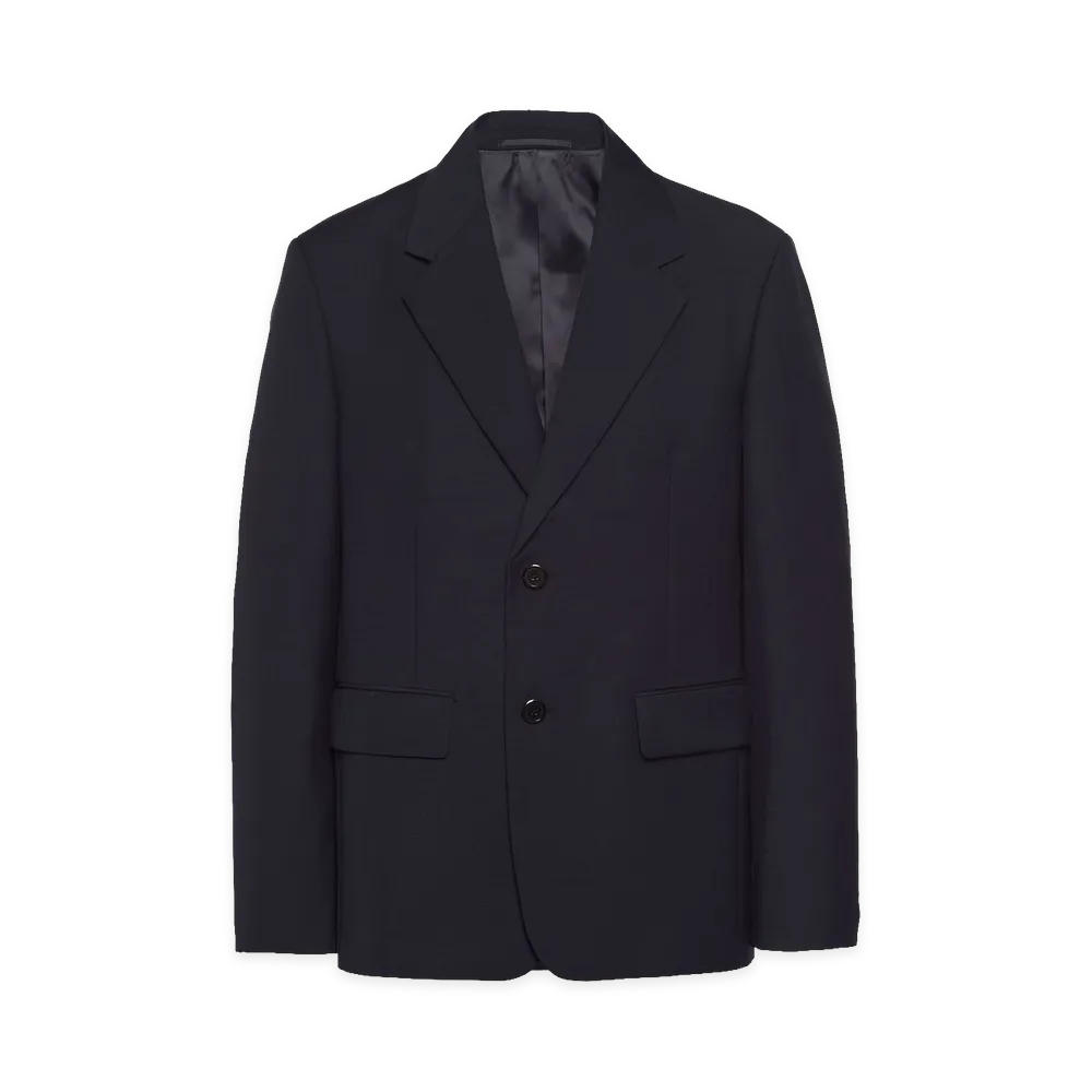 PRADA Wool Mohair Single Breasted Jacket "Navy"