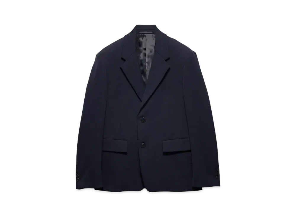 PRADA Men's Single-Breasted Technical Gabardine Jacket "Navy"