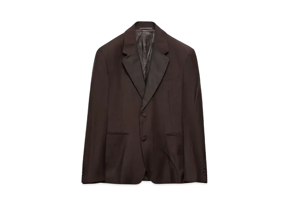PRADA Men's Mohair Wool Single-Breasted Jacket "Dark Brown"