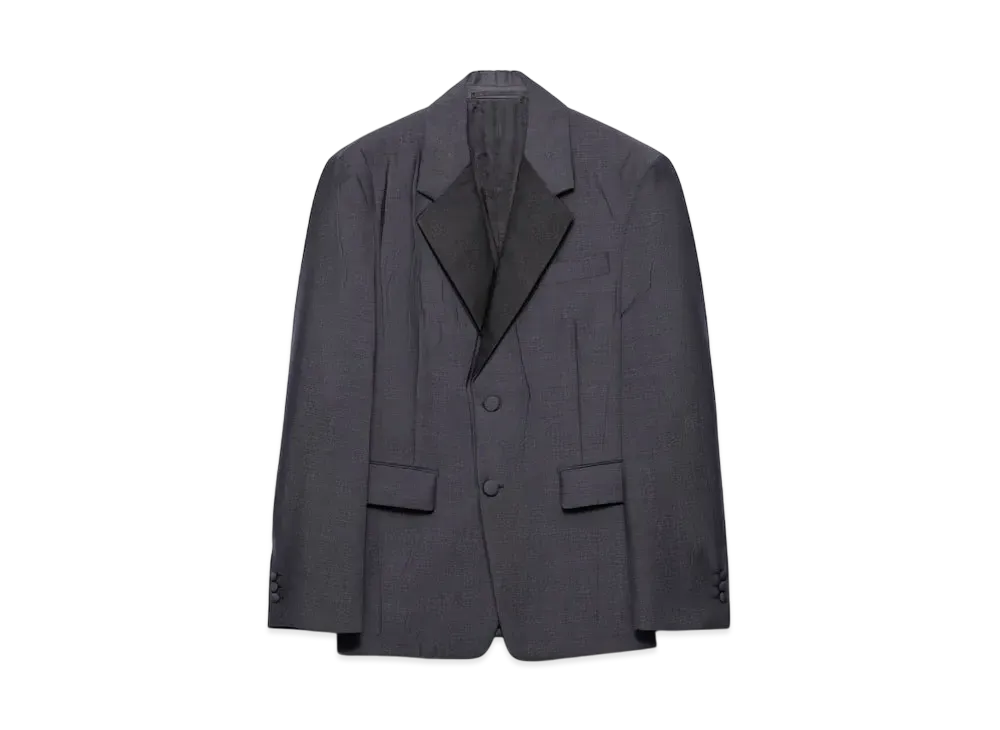 PRADA Men's Mohair Wool Single-Breasted Jacket "Dark Gray"