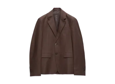 PRADA Men's Single-Breasted Linen Jacket "Dark Brown"