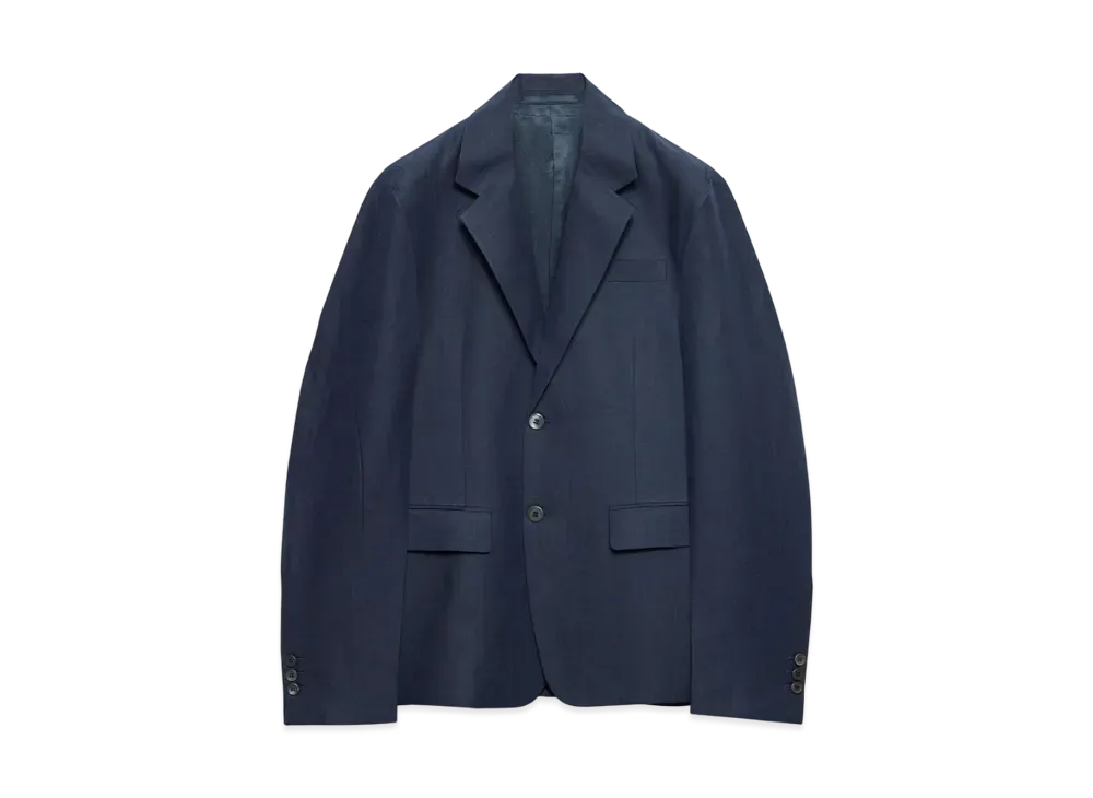 PRADA Men's Single-Breasted Linen Jacket "Navy"