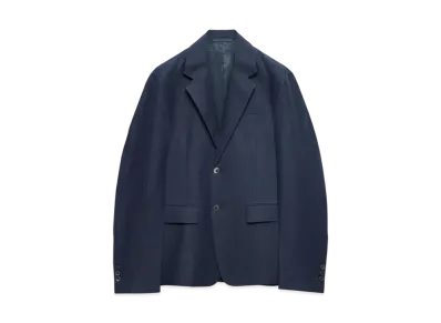 PRADA Men's Single-Breasted Linen Jacket "Navy"