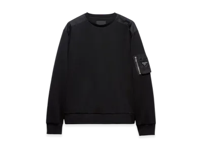 PRADA Cotton Fleece and Re-Nylon Sweatshirt "Black/Black"