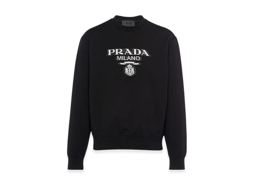 PRADA Oversized Cotton Jersey Logo Sweatshirt "Black/White"