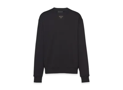 PRADA Oversized Cotton Sweatshirt with Triangle Logo "Black"