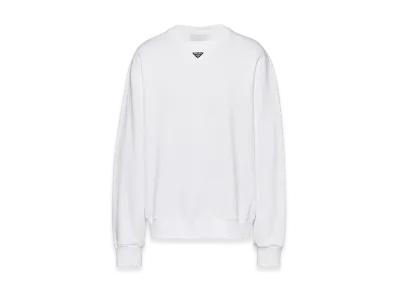 PRADA Oversized Cotton Sweatshirt Triangle Logo "White"