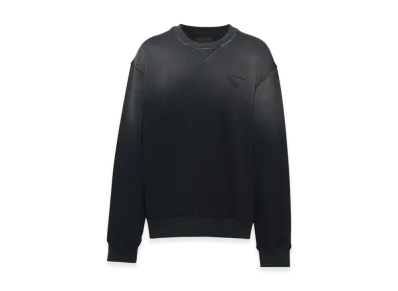 PRADA Oversized Garment-Dyed Cotton Sweatshirt "Black"