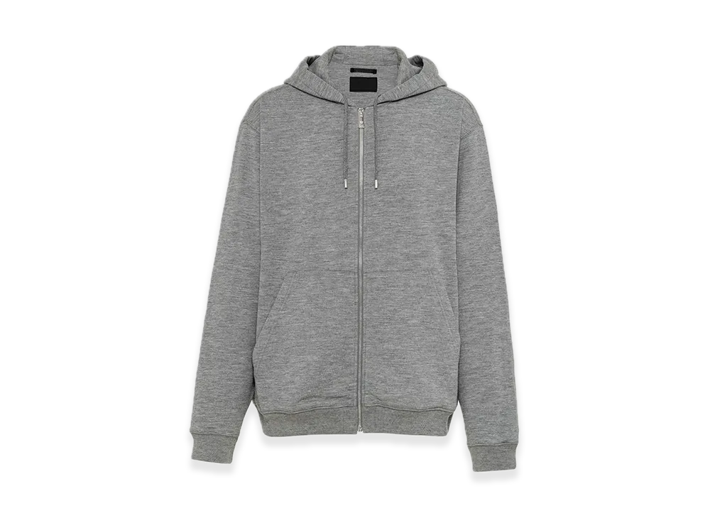 PRADA Cashmere-Blend Cardigan Hoodie "Gray"
