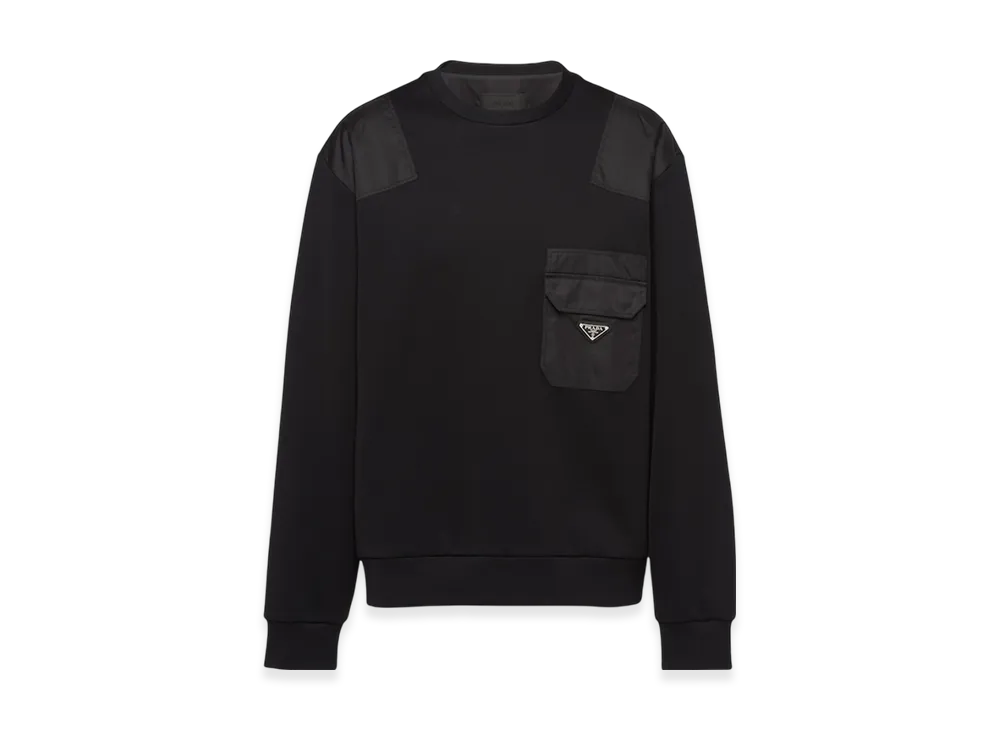 PRADA Cotton Sweatshirt Re-Nylon Details "Black/Black"