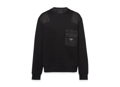 PRADA Cotton Sweatshirt Re-Nylon Details "Black/Black"