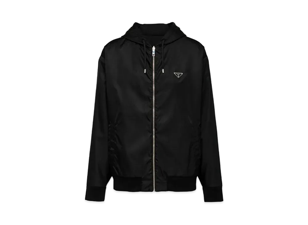 PRADA Reversible Cotton Fleece and Re-Nylon Hoodie "Black"