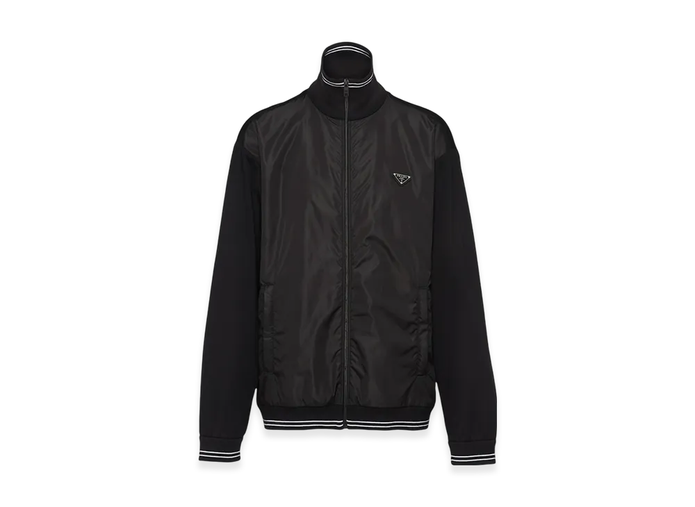 PRADA Cotton Cardigan Re-Nylon Detail "Black/Black"