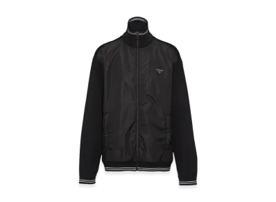 PRADA Cotton Cardigan Re-Nylon Detail "Black/Black"