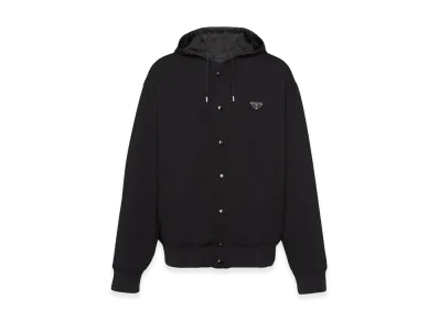 PRADA Logo-Applique Cotton Bomber Jacket "Black"
