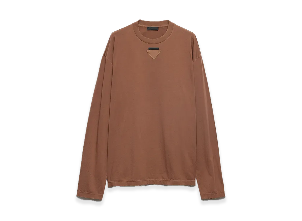 PRADA Long-Sleeve Cotton Tee "Brown"