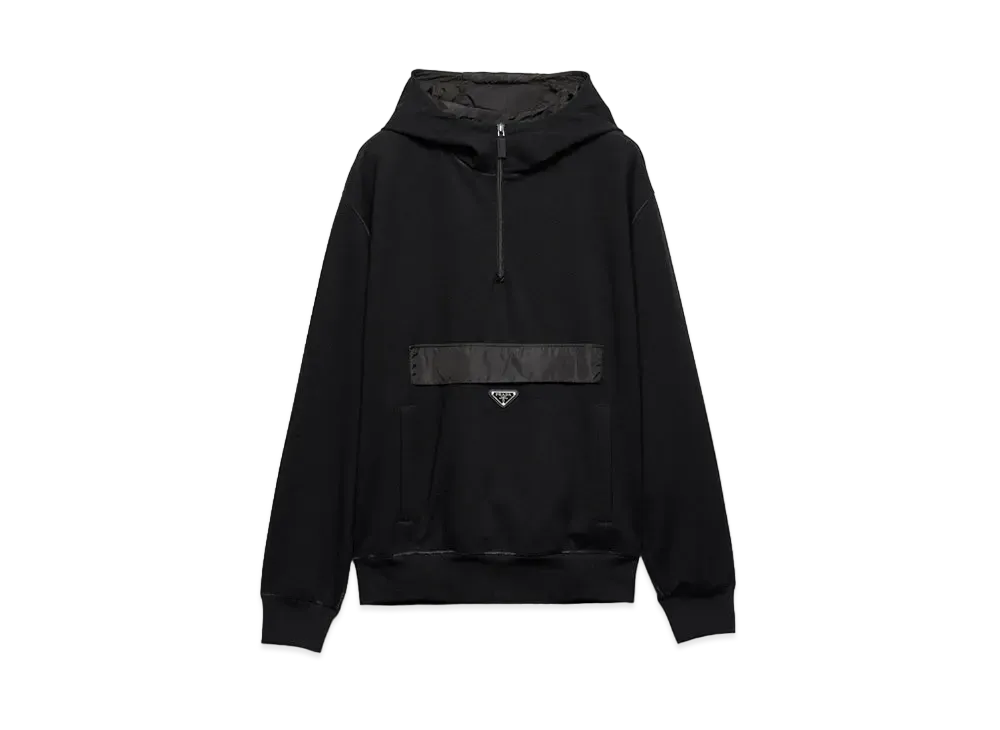PRADA Men's Technical Jersey Hoodie "Black/Black"