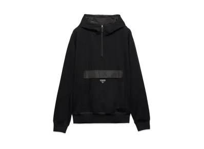 PRADA Men's Technical Jersey Hoodie "Black/Black"