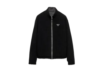 PRADA Men's Reversible Fleece and Cashmere Blend Cardigan "Black/Black"
