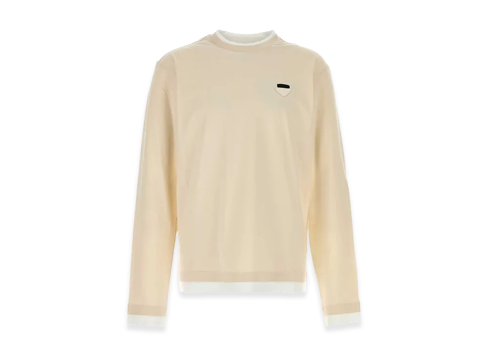 PRADA Cotton Long Sleeve T-Shirt "Beige"