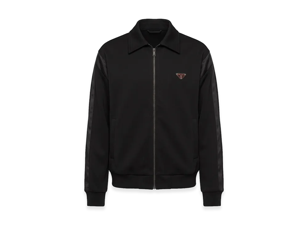 PRADA Triangle Logo Technical Full Zip Blouson "Black"