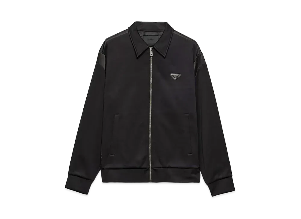 PRADA Men's Technical Fleece Cardigan with Duchesse Details "Black"