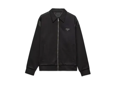PRADA Men's Technical Fleece Cardigan with Duchesse Details "Black"