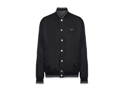PRADA Reversible Re-Nylon Cotton Fleece Bomber Jacket "Black/Slate Gray"